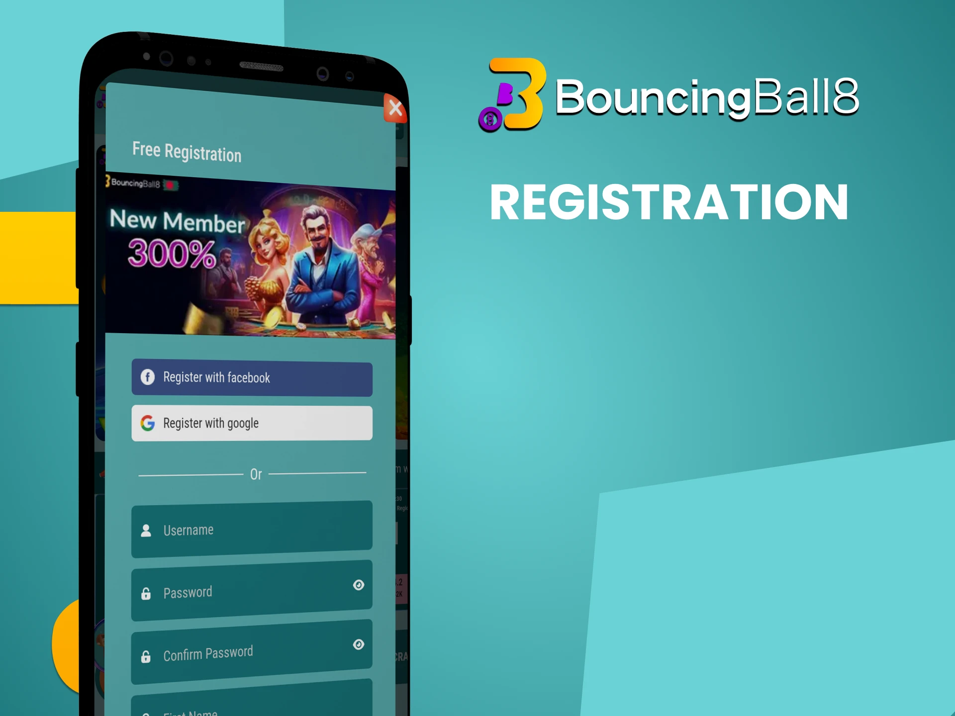 You can register using the Bouncingball8 app.