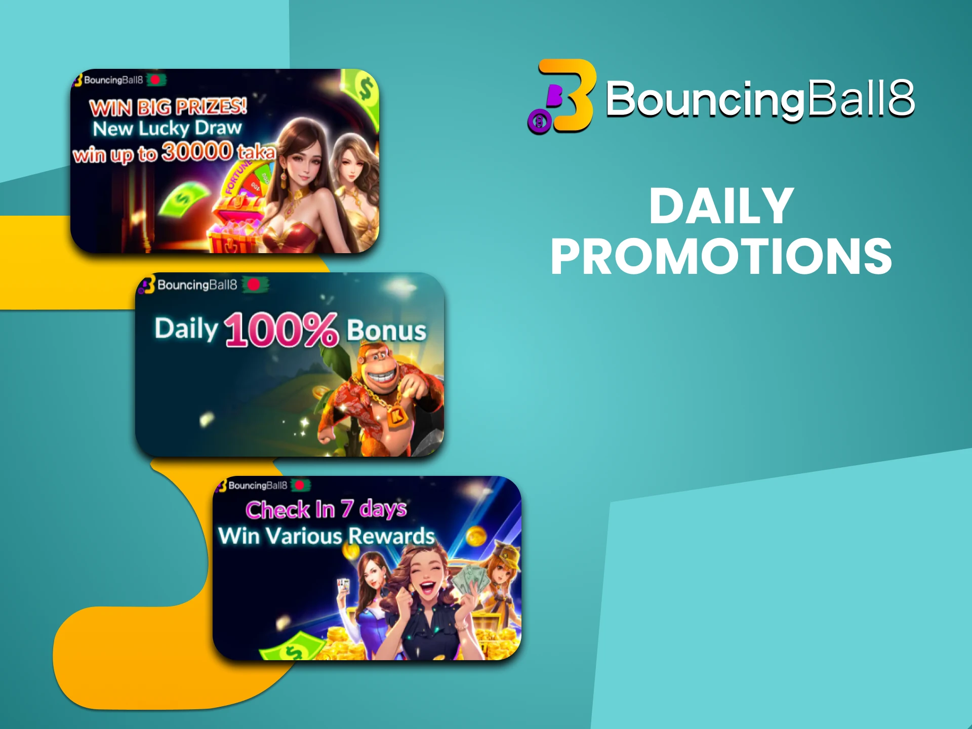 Bouncingball8 gives daily bonuses to its users.