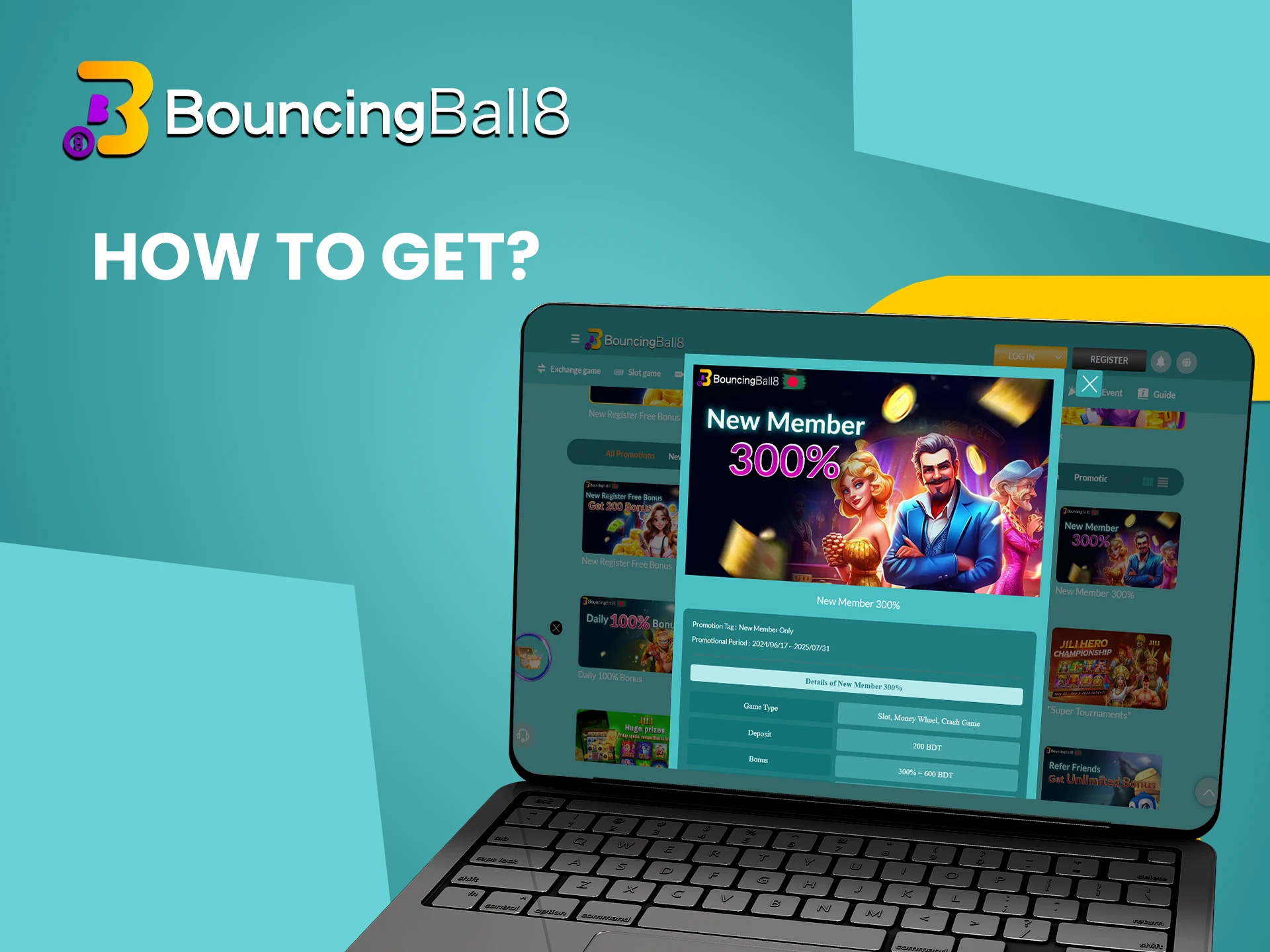 We will tell you how to get the welcome bonus from Bouncingball8.