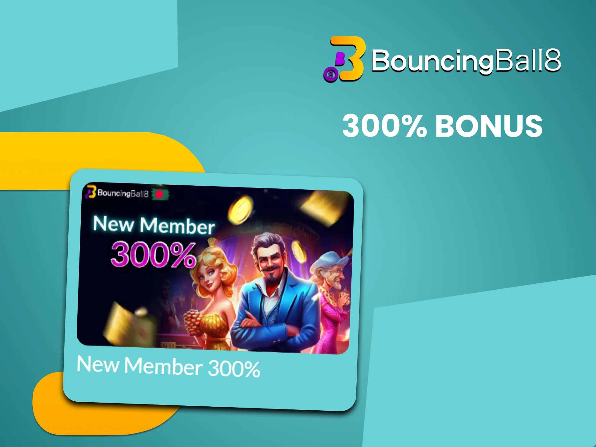 Get 300% on your welcome bonus from Bouncingball8.