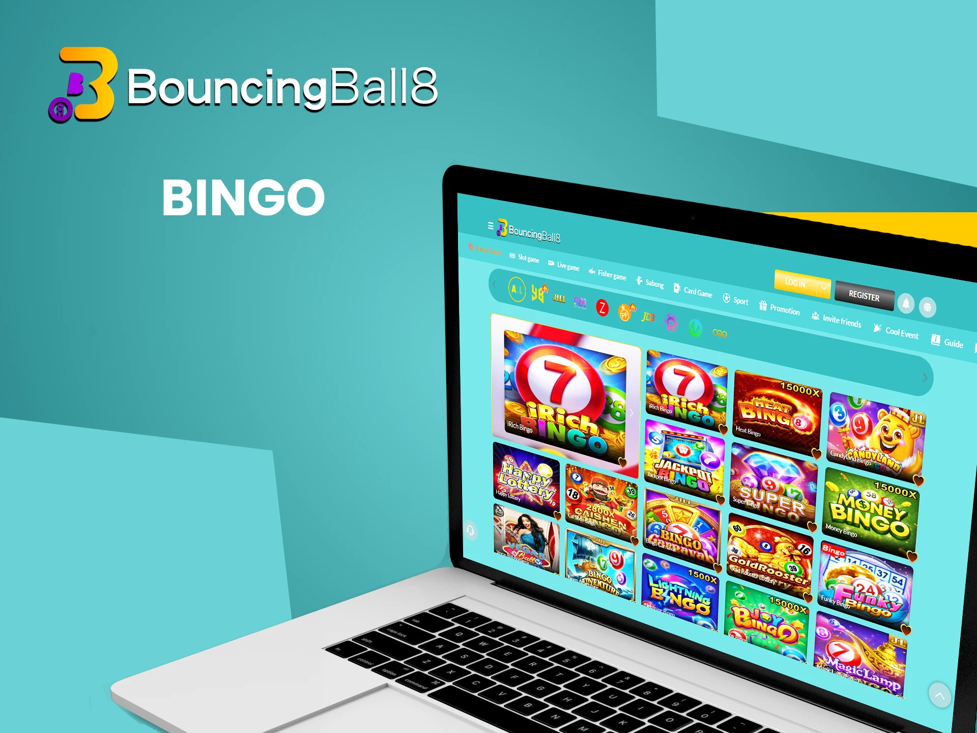 For games on Bouncingball8, choose bingo.