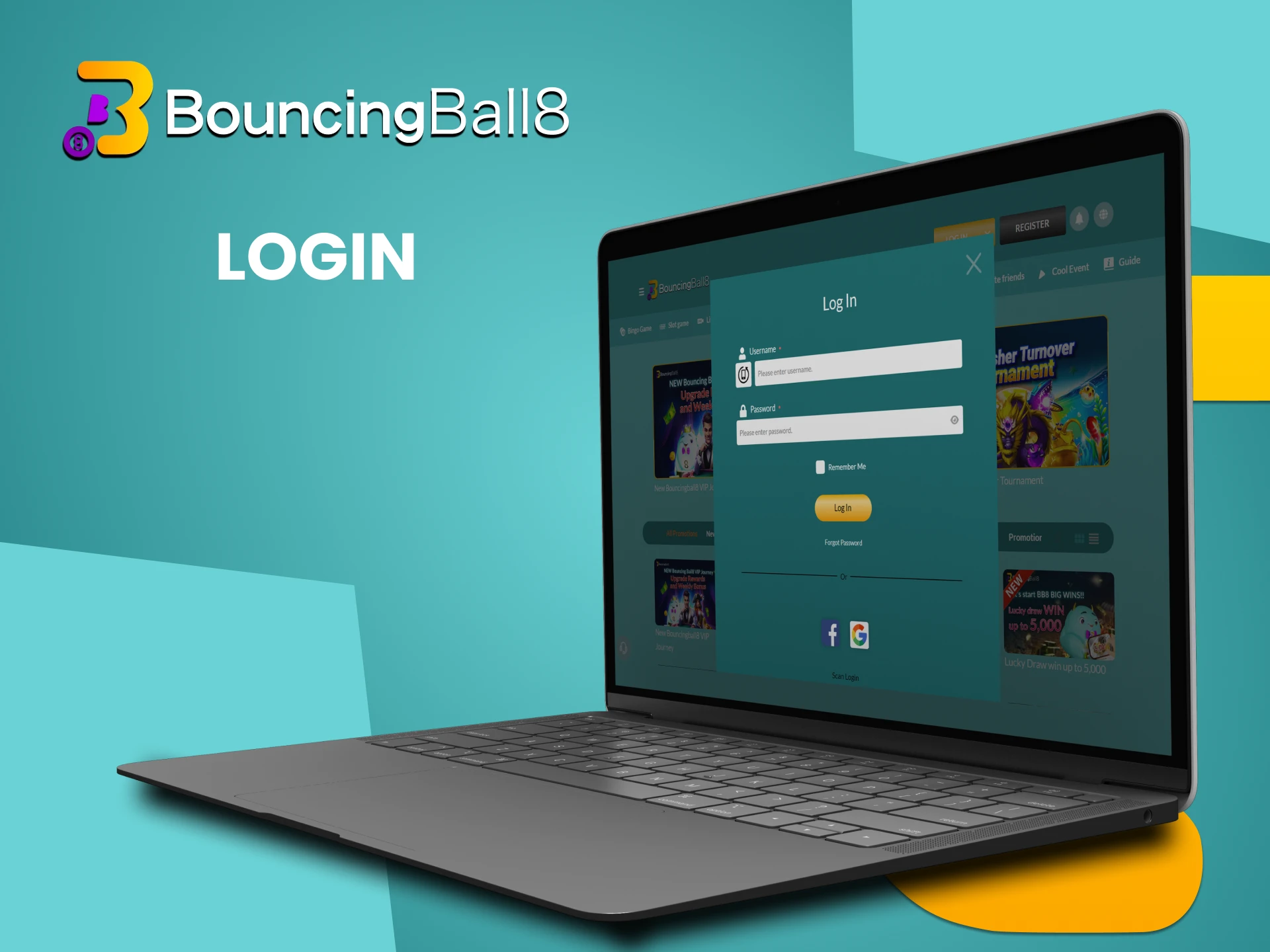 Log in to your personal Bouncingball8 account.