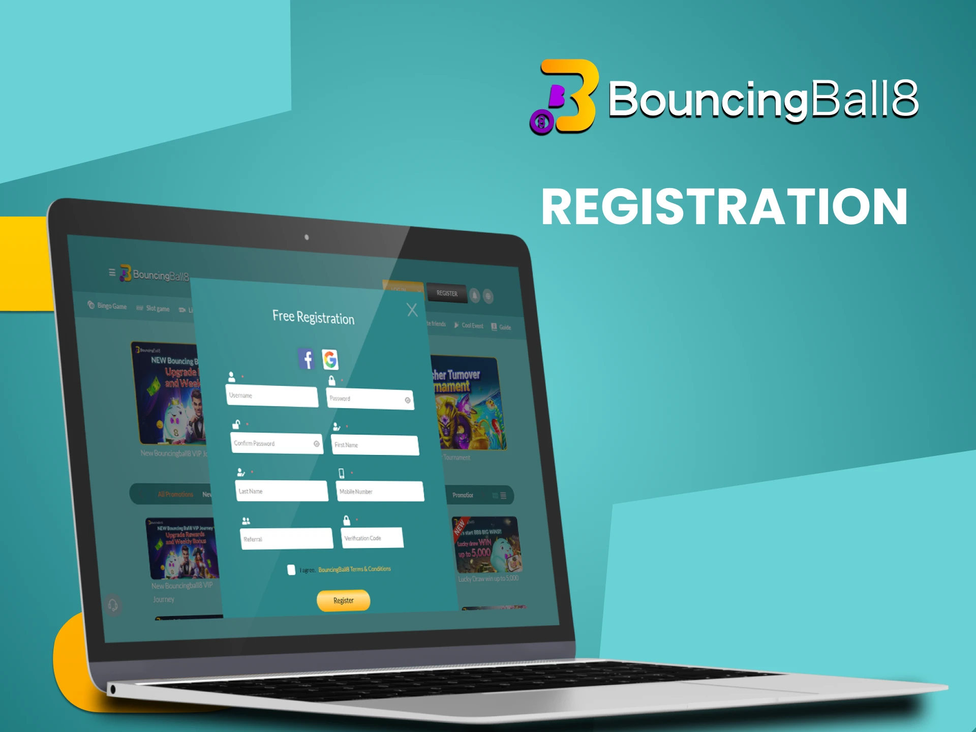 Register on the Bouncingball8 website.