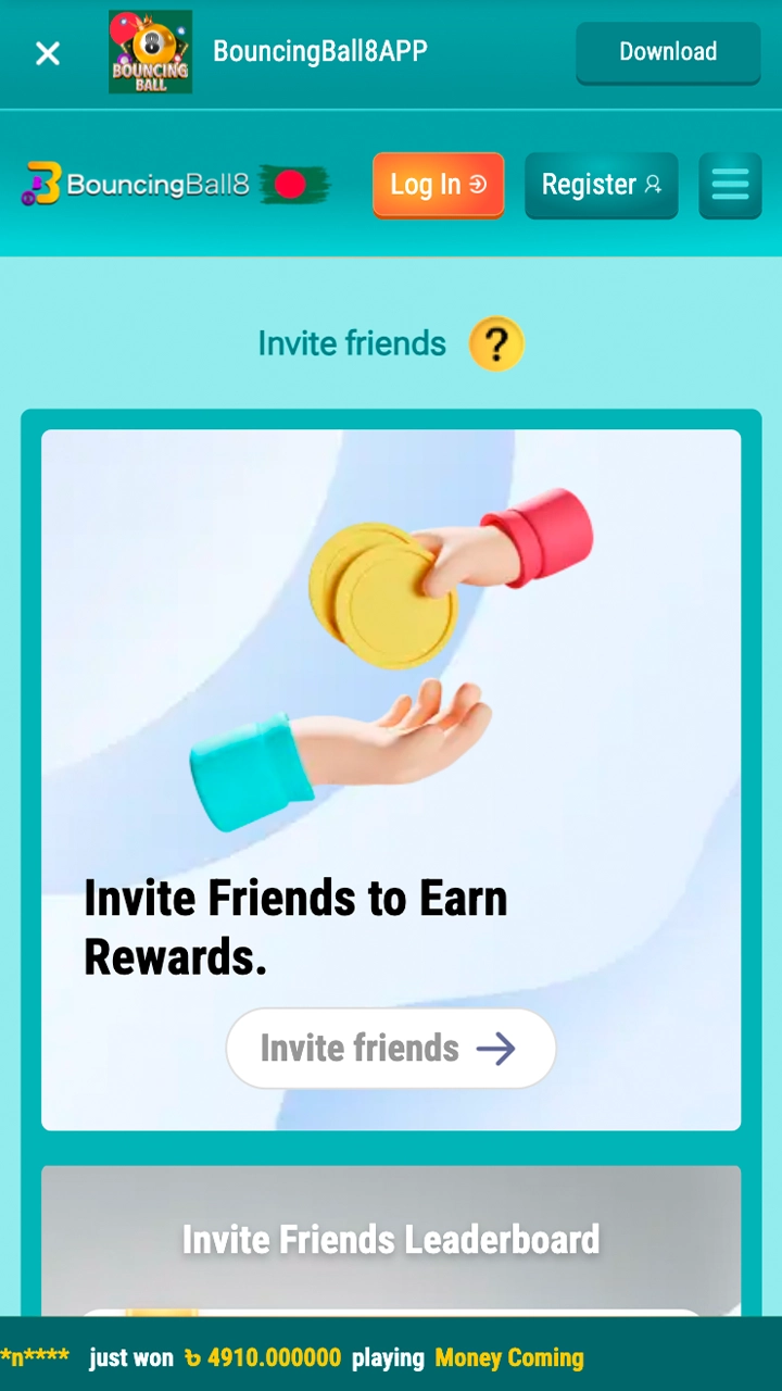 Invite your friends and earn money with Bouncingball8.