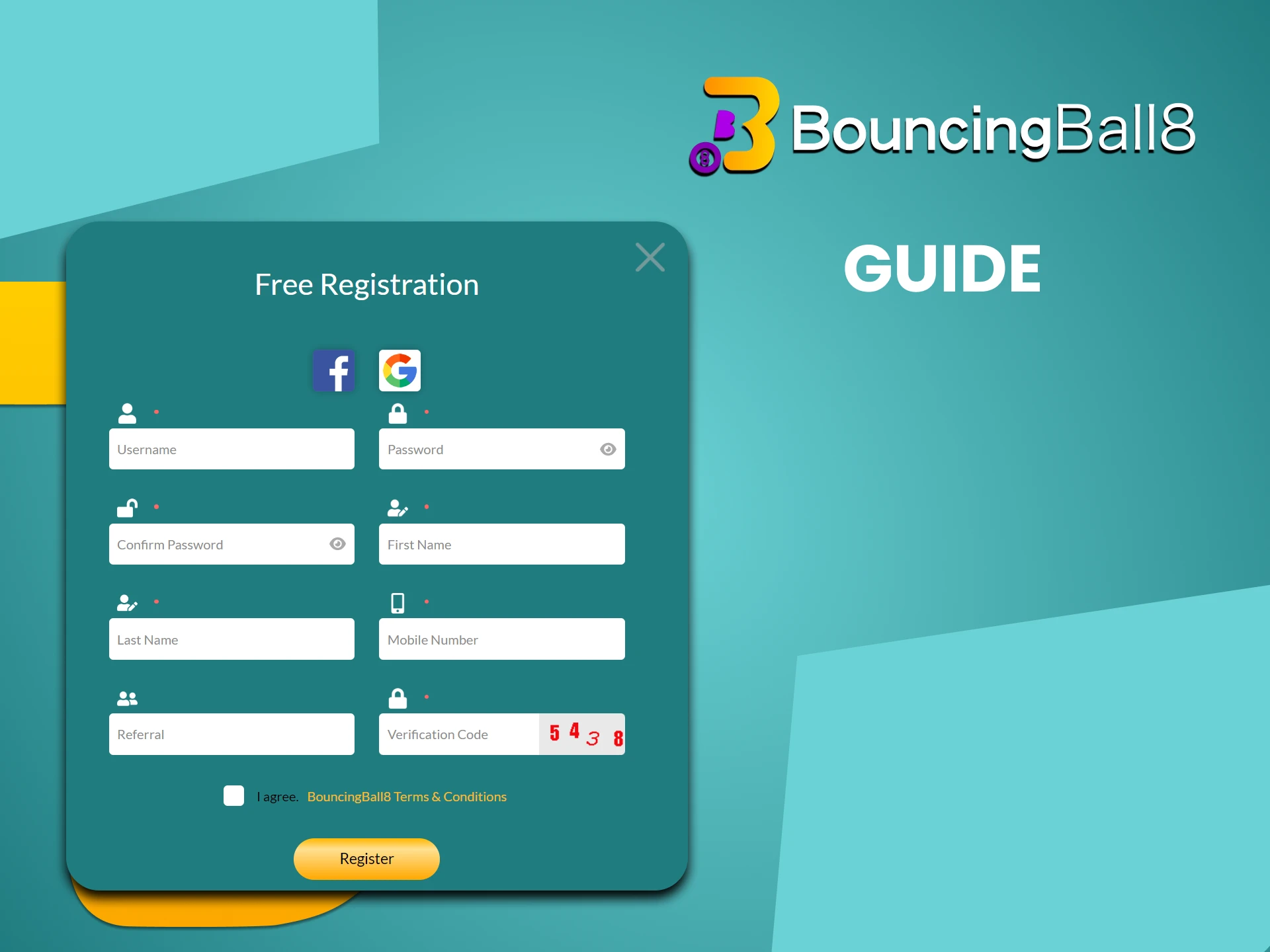 Read the instructions for registering on Bouncingball8.