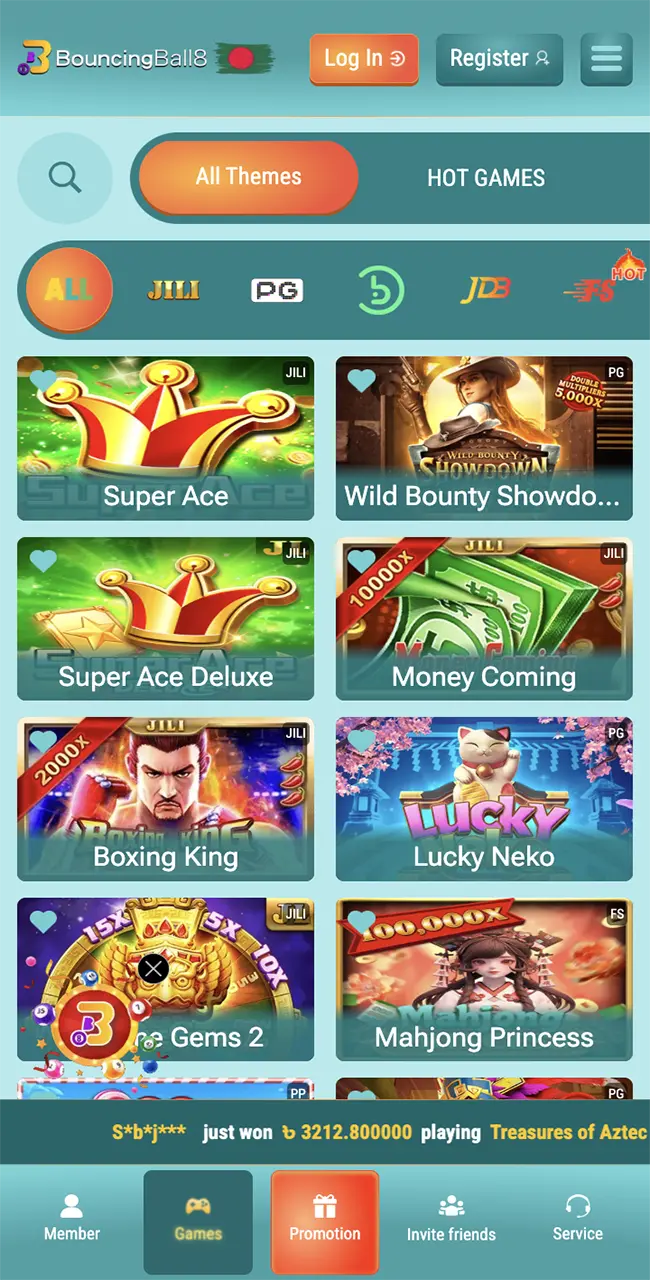 The best slots available on the BouncingBall8 app.