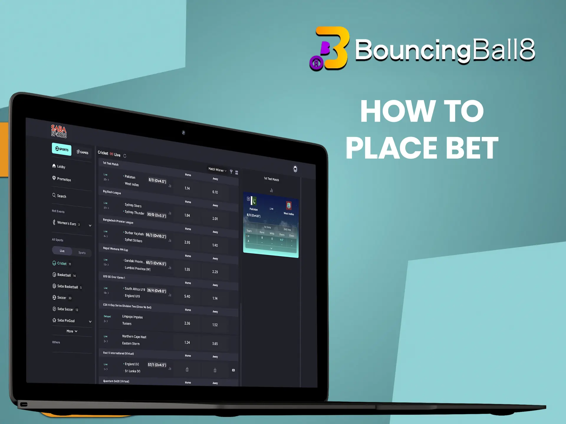 Use the instructions to help you bet on sports at BouncingBall8.